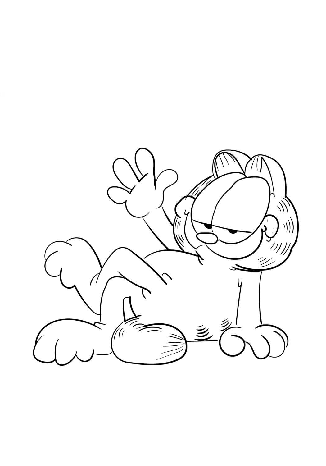 Dibujo de Garfield Mintiendo para Colorear y Imprimir