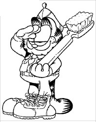 Dibujo de Garfield Sosteniendo Un Cepillo de Dientes para Colorear y Imprimir