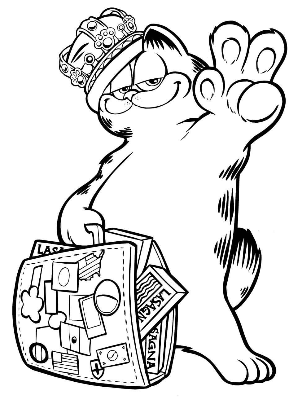 Dibujo de Garfield Viajando para Colorear y Imprimir