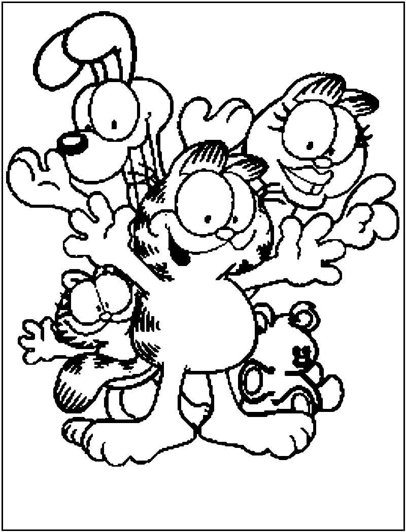 Dibujo de Garfield y Amigos para Colorear y Imprimir