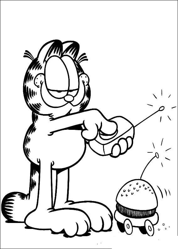 Dibujo de Garfield y Juguetes para Colorear y Imprimir