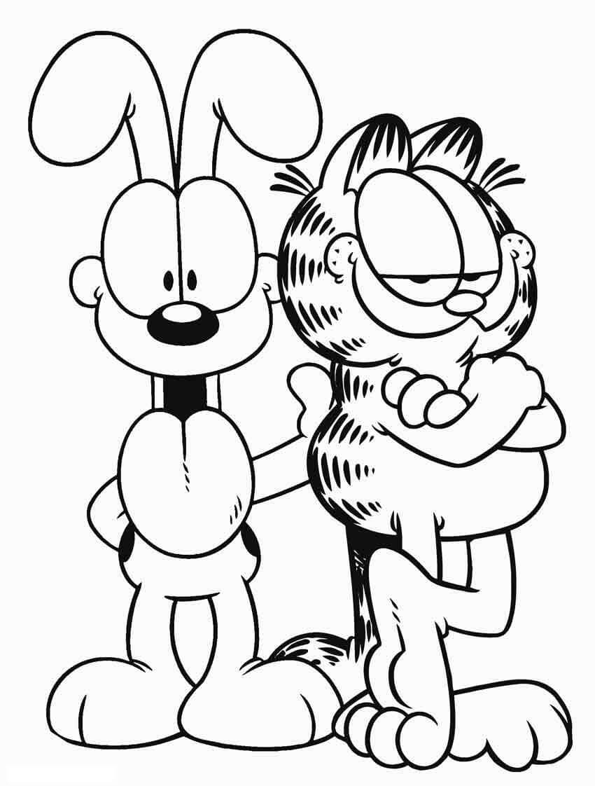 Dibujo de Garfield y Odie para Colorear y Imprimir