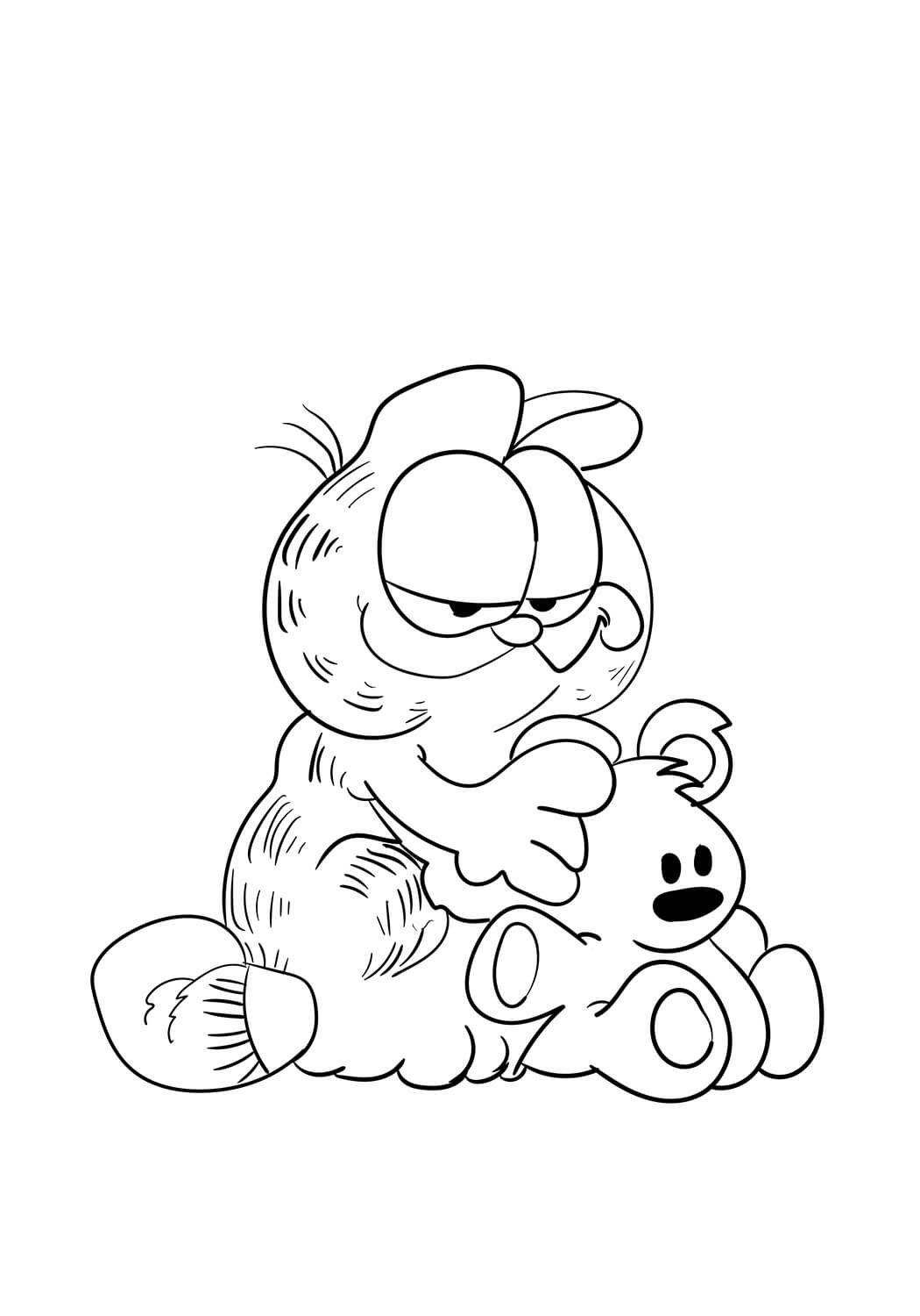 Dibujo de Garfield y Pooky para Colorear y Imprimir