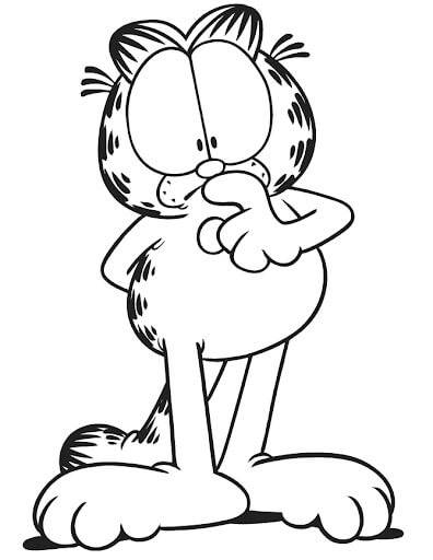 Dibujo de Pensamiento Garfield para Colorear y Imprimir