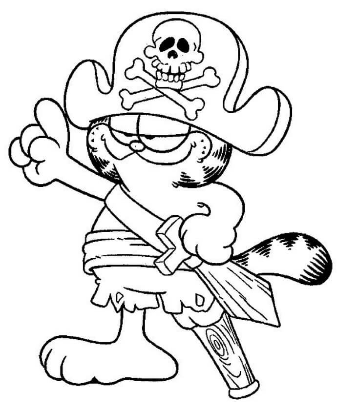 Dibujo de Piratas de Garfield para Colorear y Imprimir