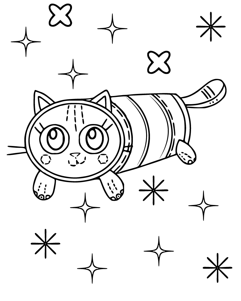 Dibujo de Pillow Cat Character Coloring Page para Colorear y Imprimir