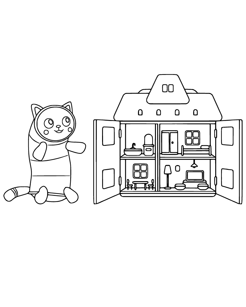 Dibujo de Pillow Cat In The Dollhouse Coloring Page para Colorear y Imprimir