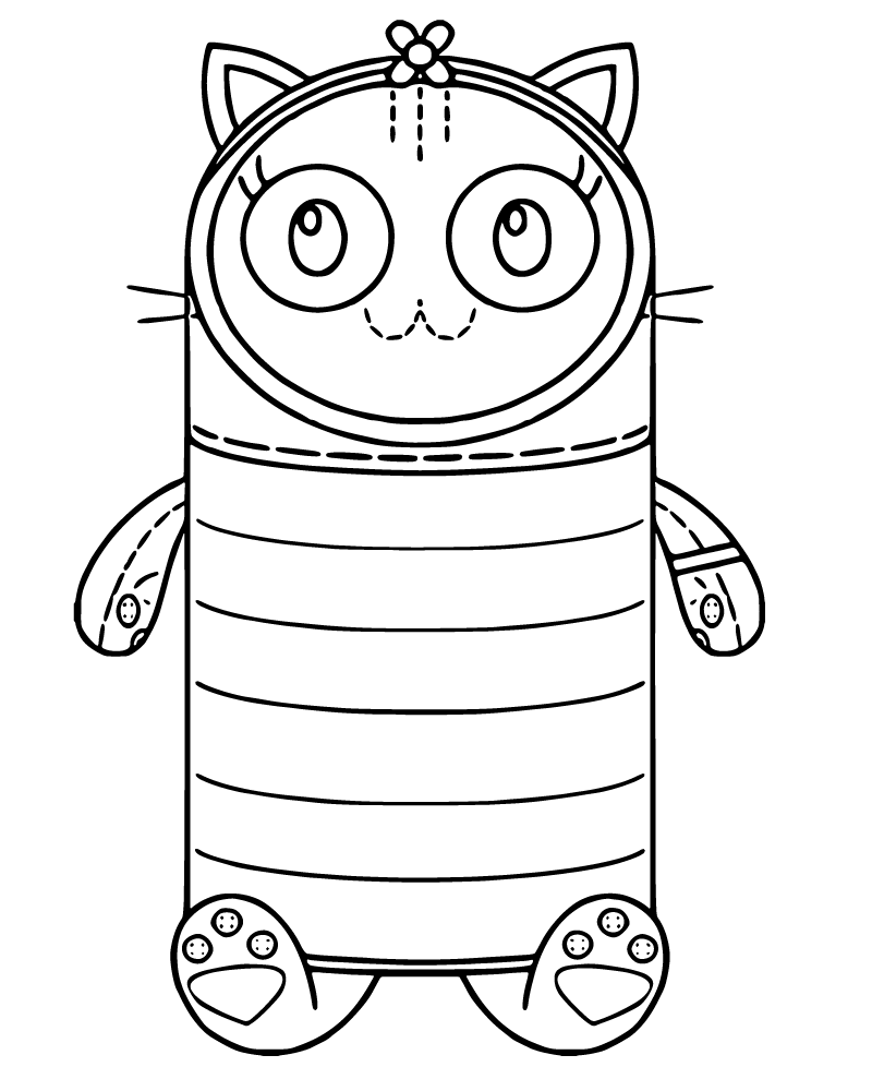 Dibujo de Simple Free Pillow Cat Coloring Page para Colorear y Imprimir