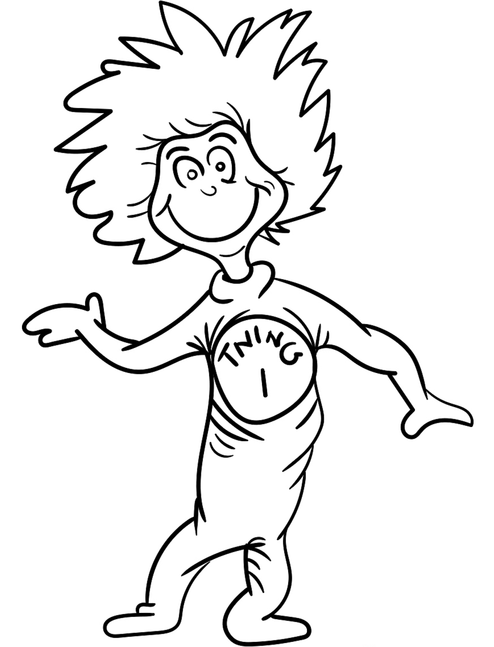 Dibujo de Cosa Uno Sonriendo para Colorear y Imprimir