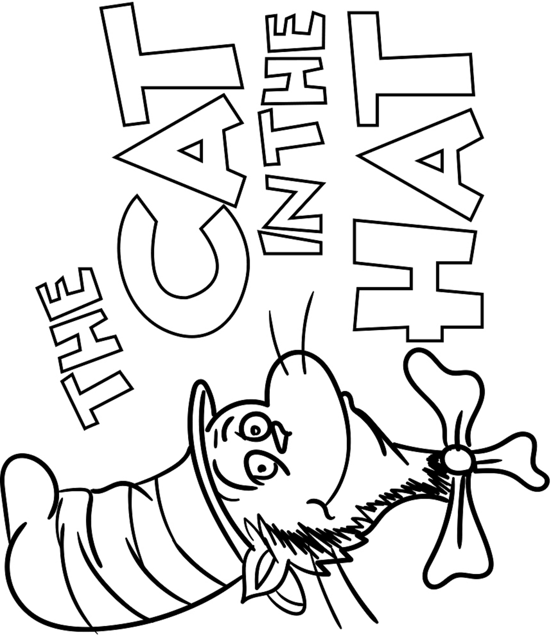 Dibujo de El Gato En El Sombrero para Colorear y Imprimir