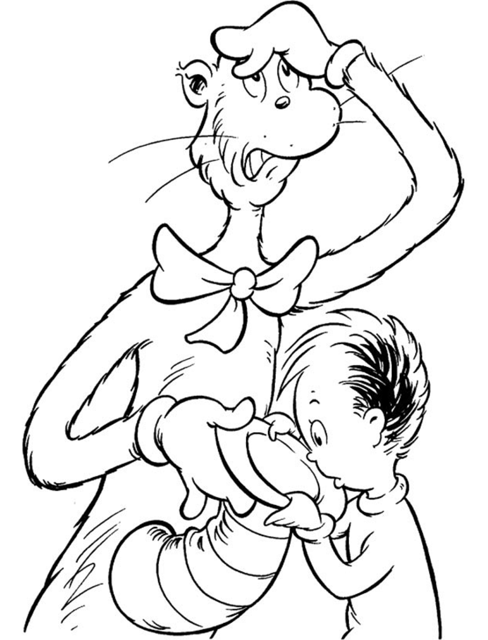 Dibujo de Gato Mostrando Sombrero para Colorear y Imprimir