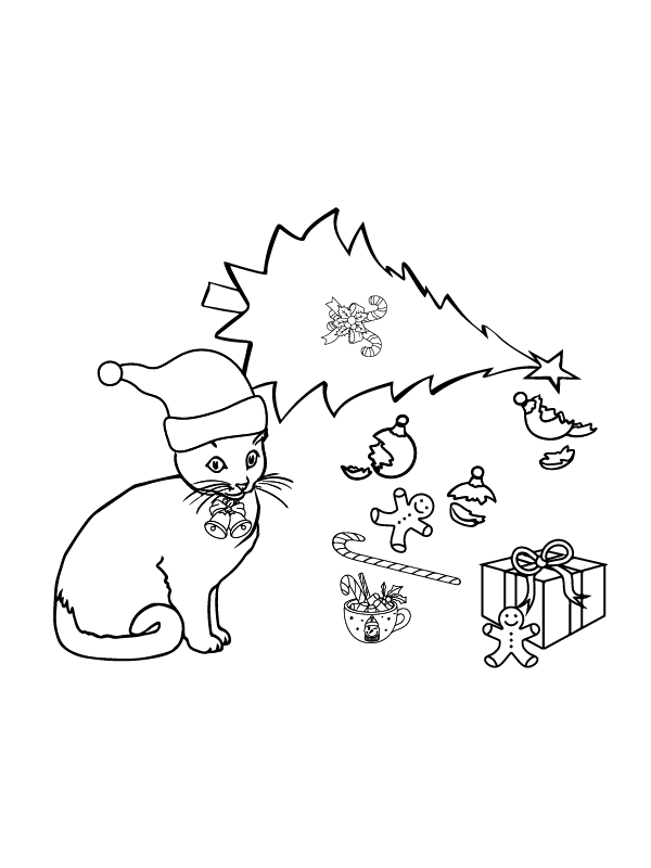 Dibujo de Cute Cat Playing Coloring Page para Colorear y Imprimir
