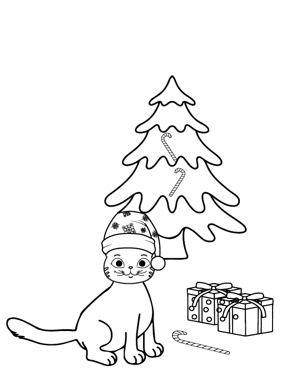 Dibujo de Cute Cats Christmas Coloring Page 16 para Colorear y Imprimir