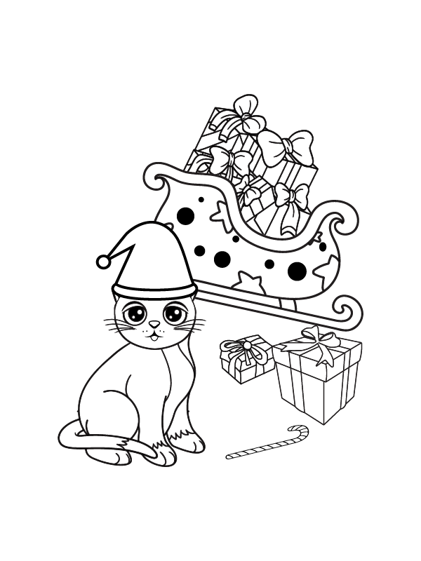 Gatos Adorables Navideños para Colorear