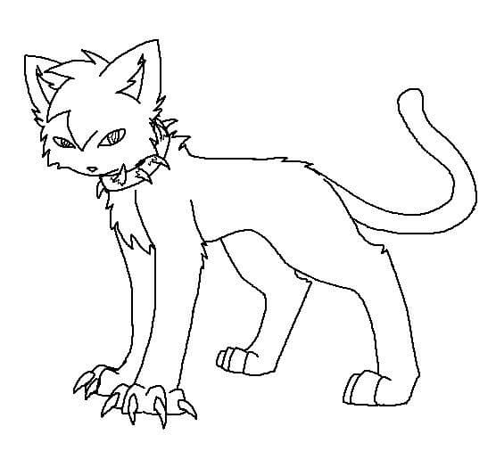 Dibujo de Dibujos Animados de La Galería de Gatos Guerreros para Colorear y Imprimir