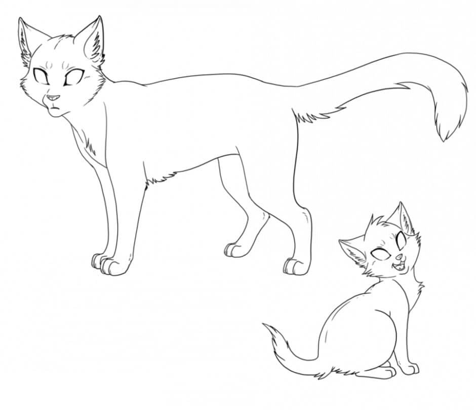 Dibujo de dos Gatos Guerreros para Colorear y Imprimir