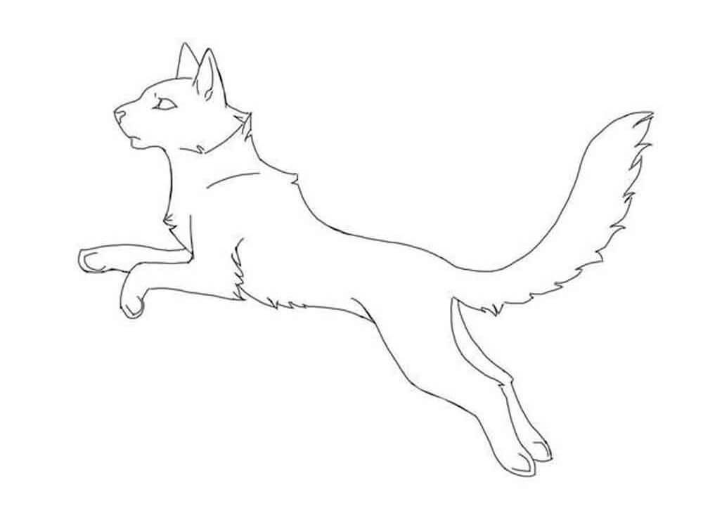 Dibujo de Gato Guerrero Saltando para Colorear y Imprimir