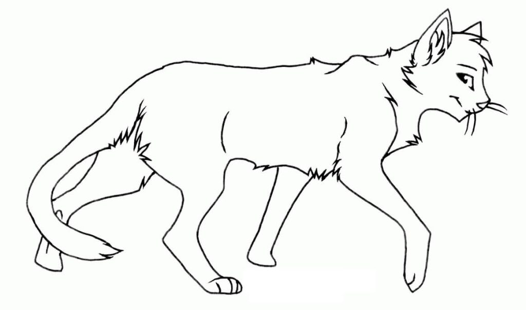 Dibujo de Gatos Guerreros Caminando para Colorear y Imprimir