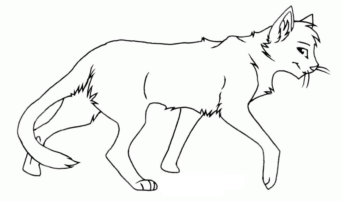 Dibujo de Gatos Guerreros Caminando para Colorear y Imprimir