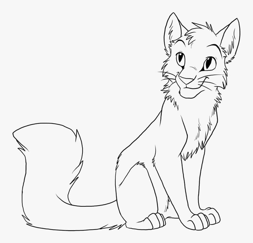 Dibujo de Gatos Guerreros Sentados para Colorear y Imprimir