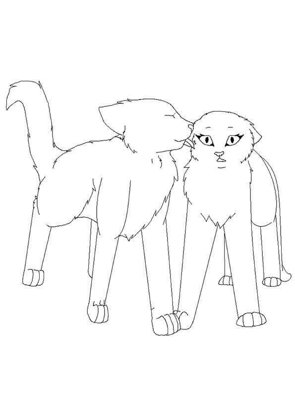Dibujo de Pareja Guerrero Gato para Colorear y Imprimir
