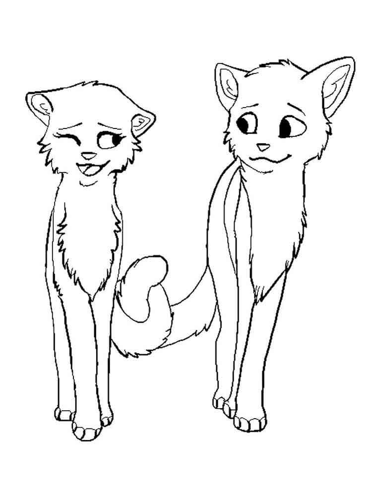 Dibujo de Pareja Guerrero Gatos Ambulante para Colorear y Imprimir