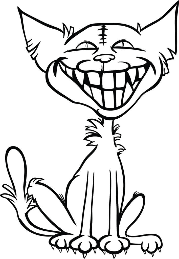 dibujo gato aterrador en halloween para colorear