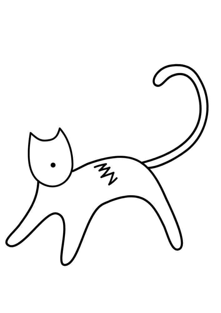 dibujo gato facil para colorear