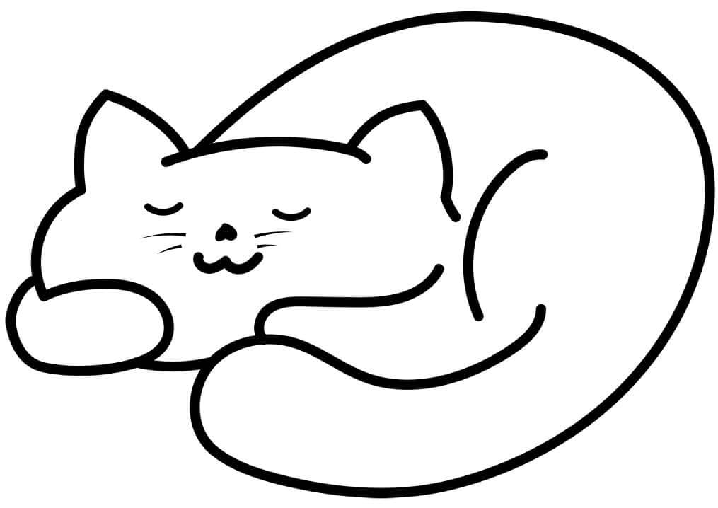 dibujo gato lindo durmiendo para colorear