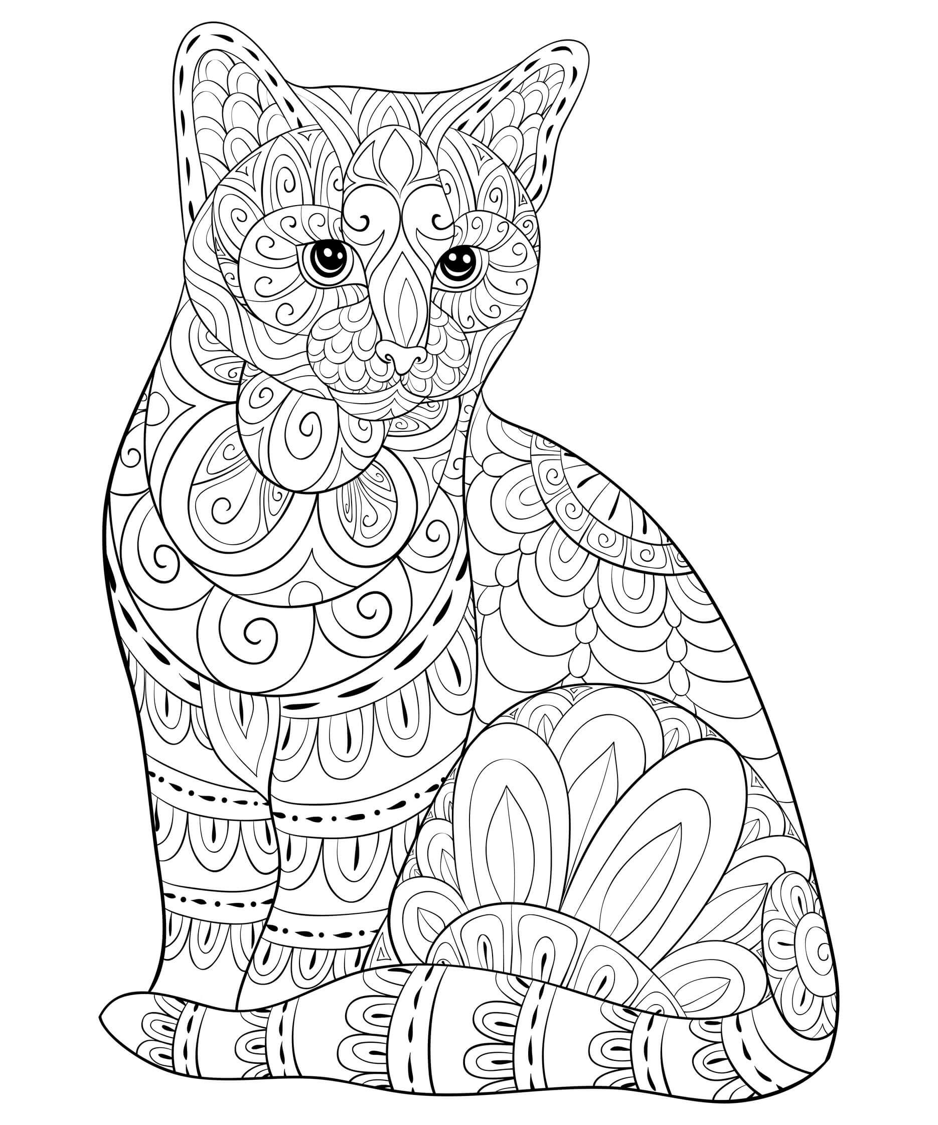 dibujo gato sentado para colorear