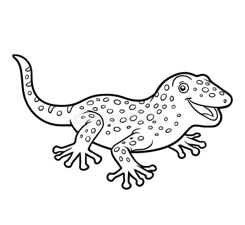 dibujo diversion linda del gecko para colorear