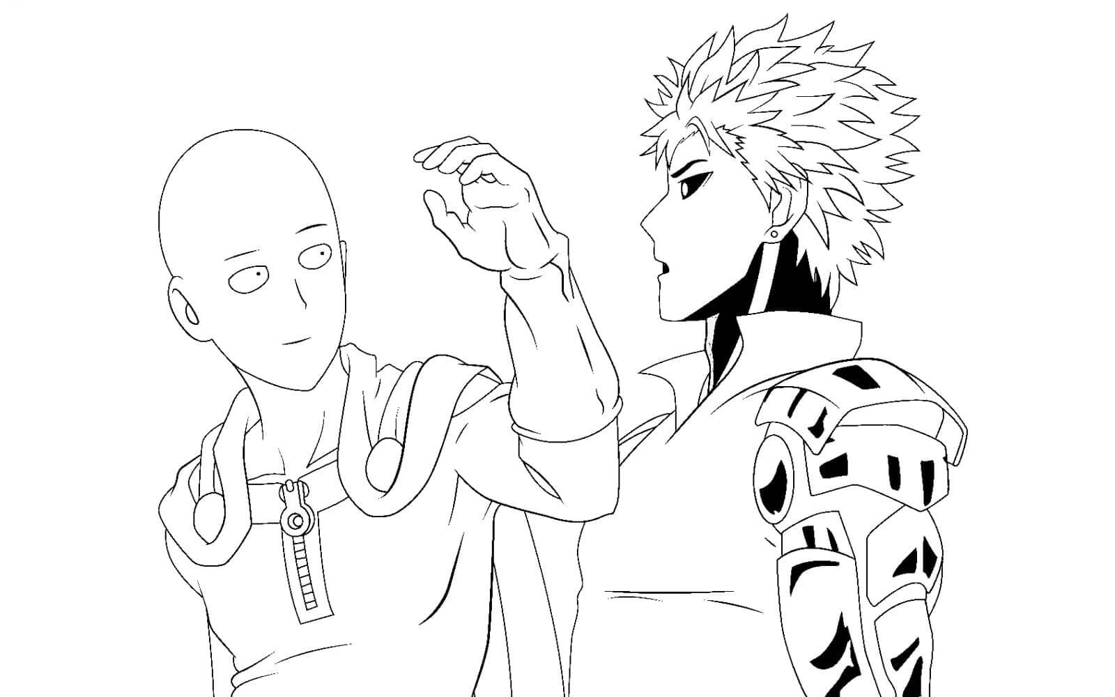 Dibujo de Saitama Vs Genos para Colorear y Imprimir
