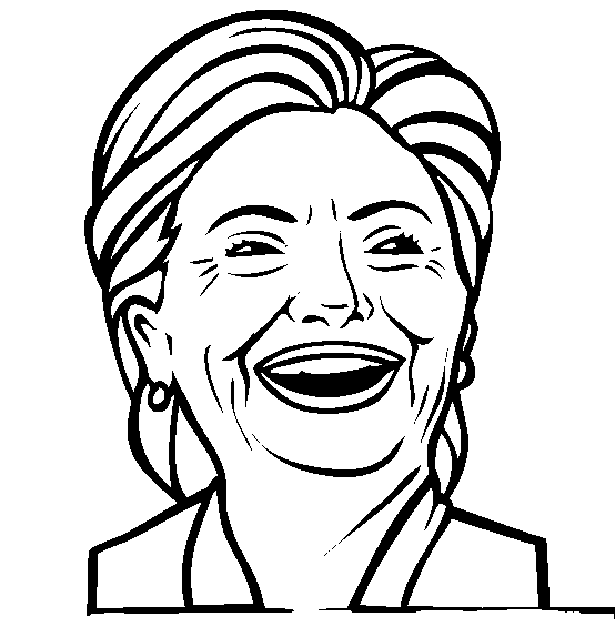 Dibujo de Hillary Clinton Sonriendo para Colorear y Imprimir