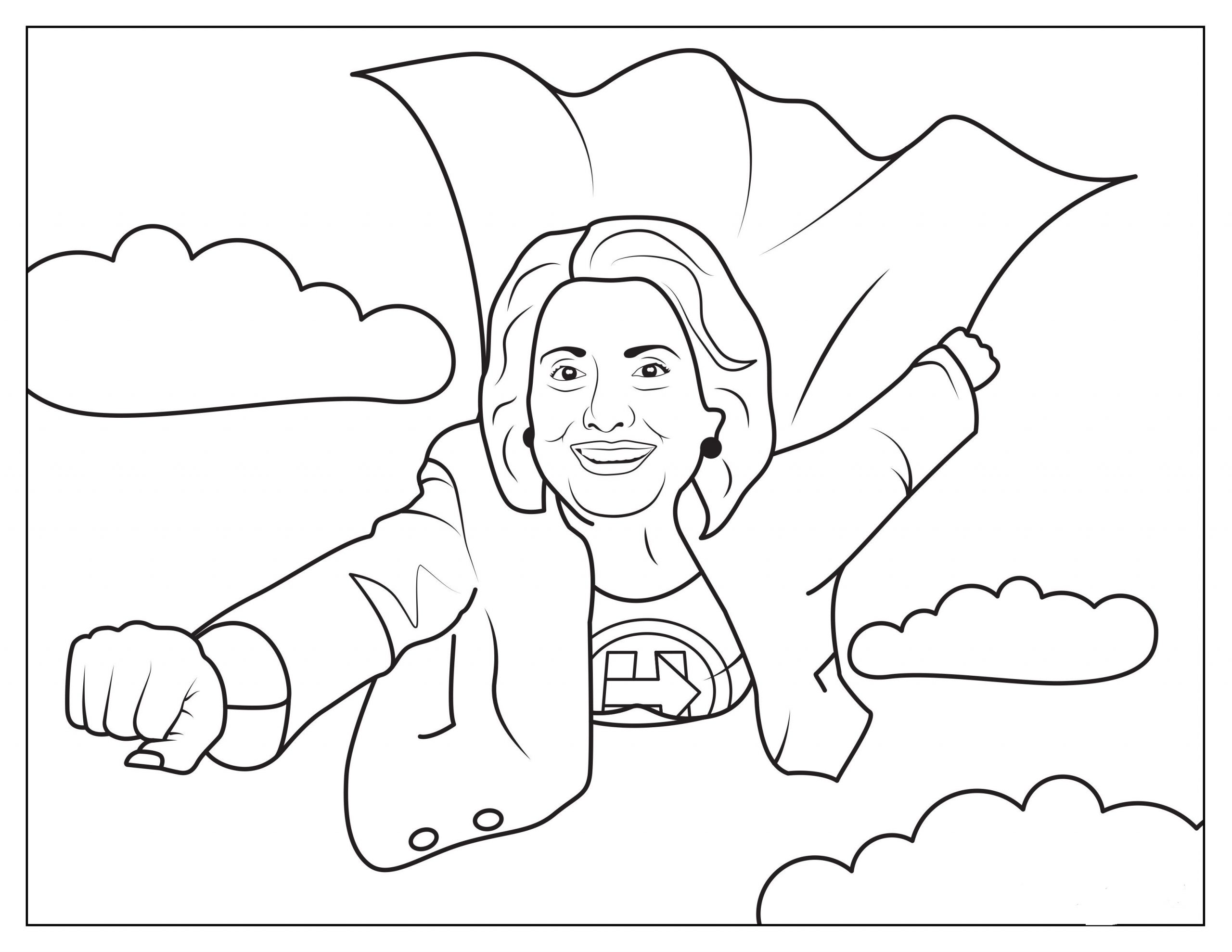 Dibujo de Hillary Clinton Volando para Colorear y Imprimir
