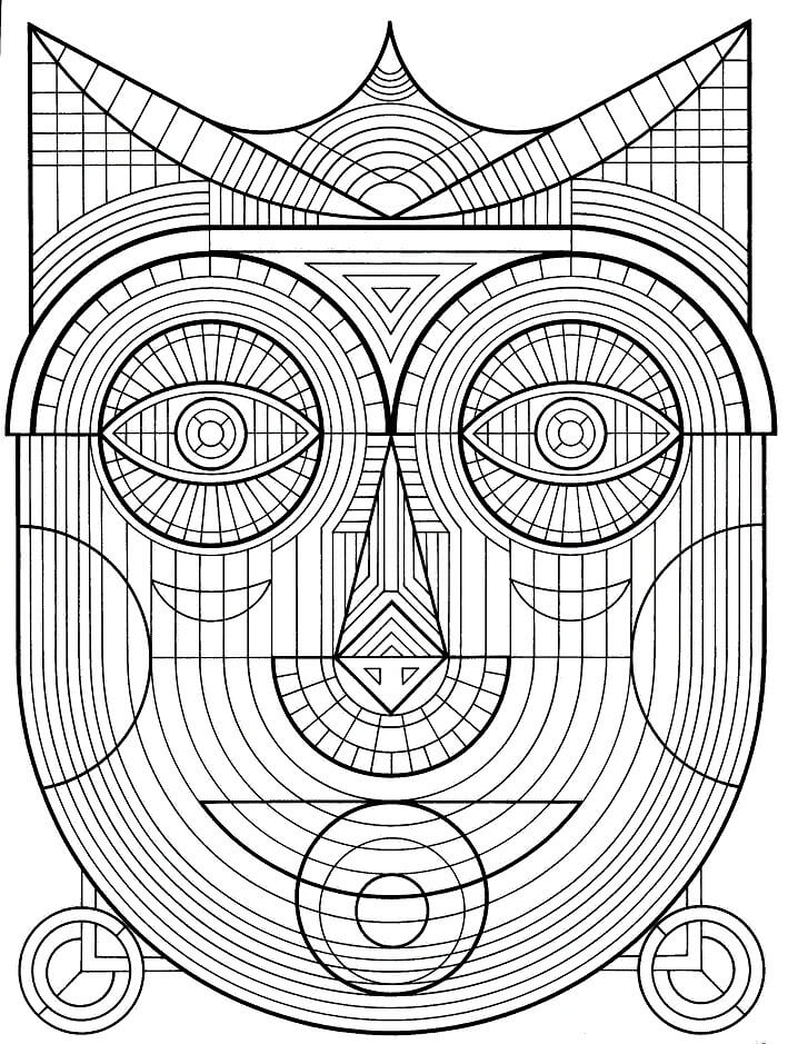 Dibujo de Cara Geométrica para Colorear y Imprimir