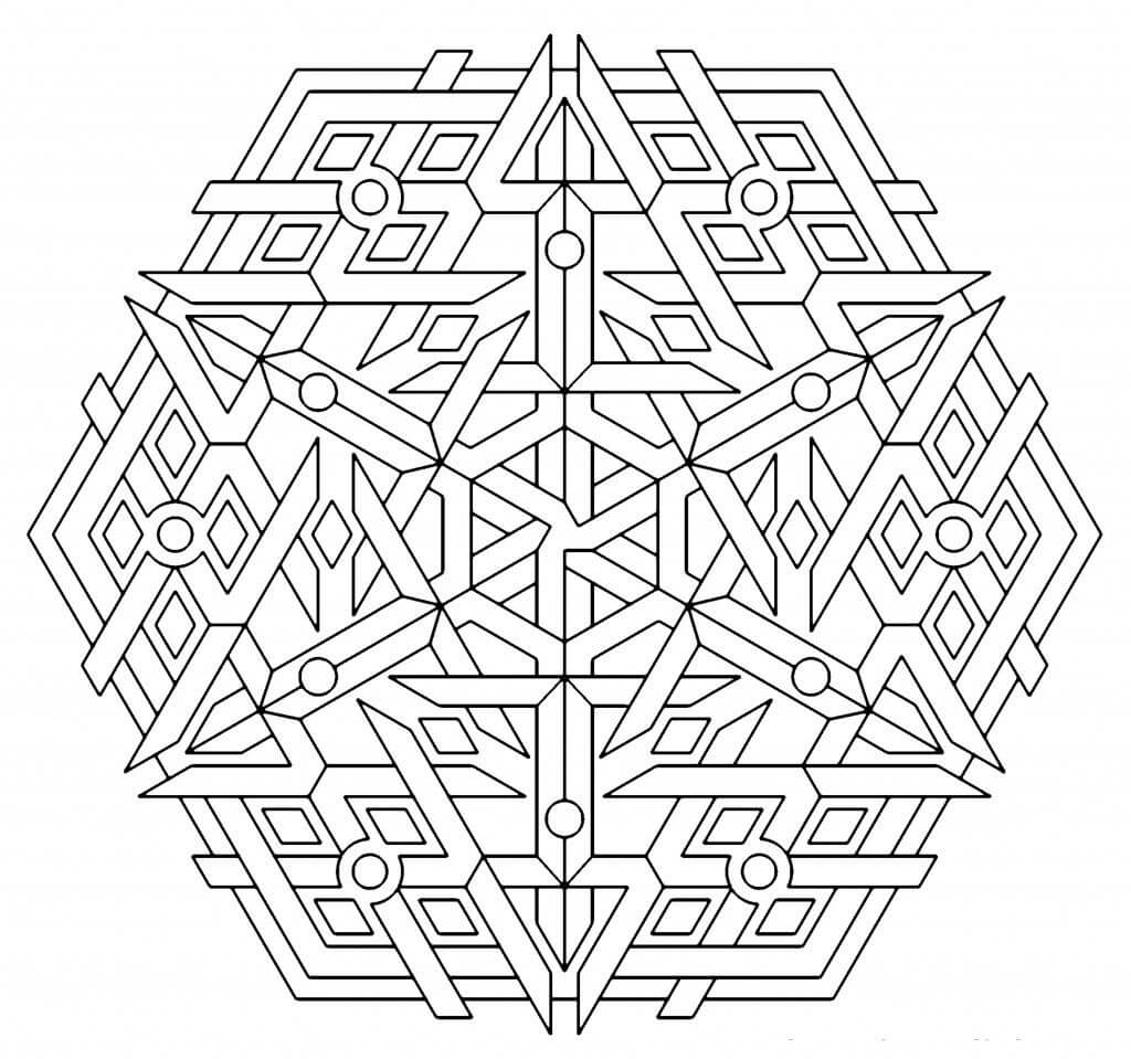 Dibujo de Complejo Hexágono Geométrico para Colorear y Imprimir