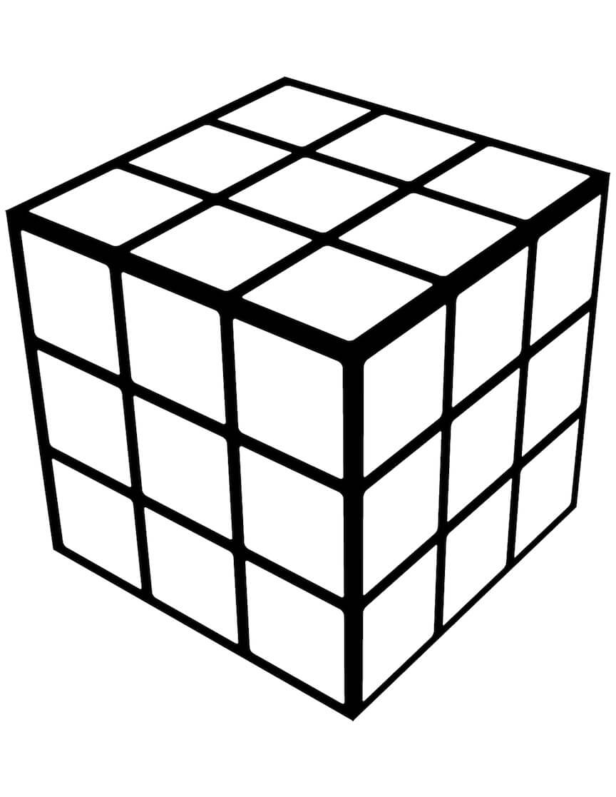 Dibujo de Cubo Rubix Geométrico para Colorear y Imprimir