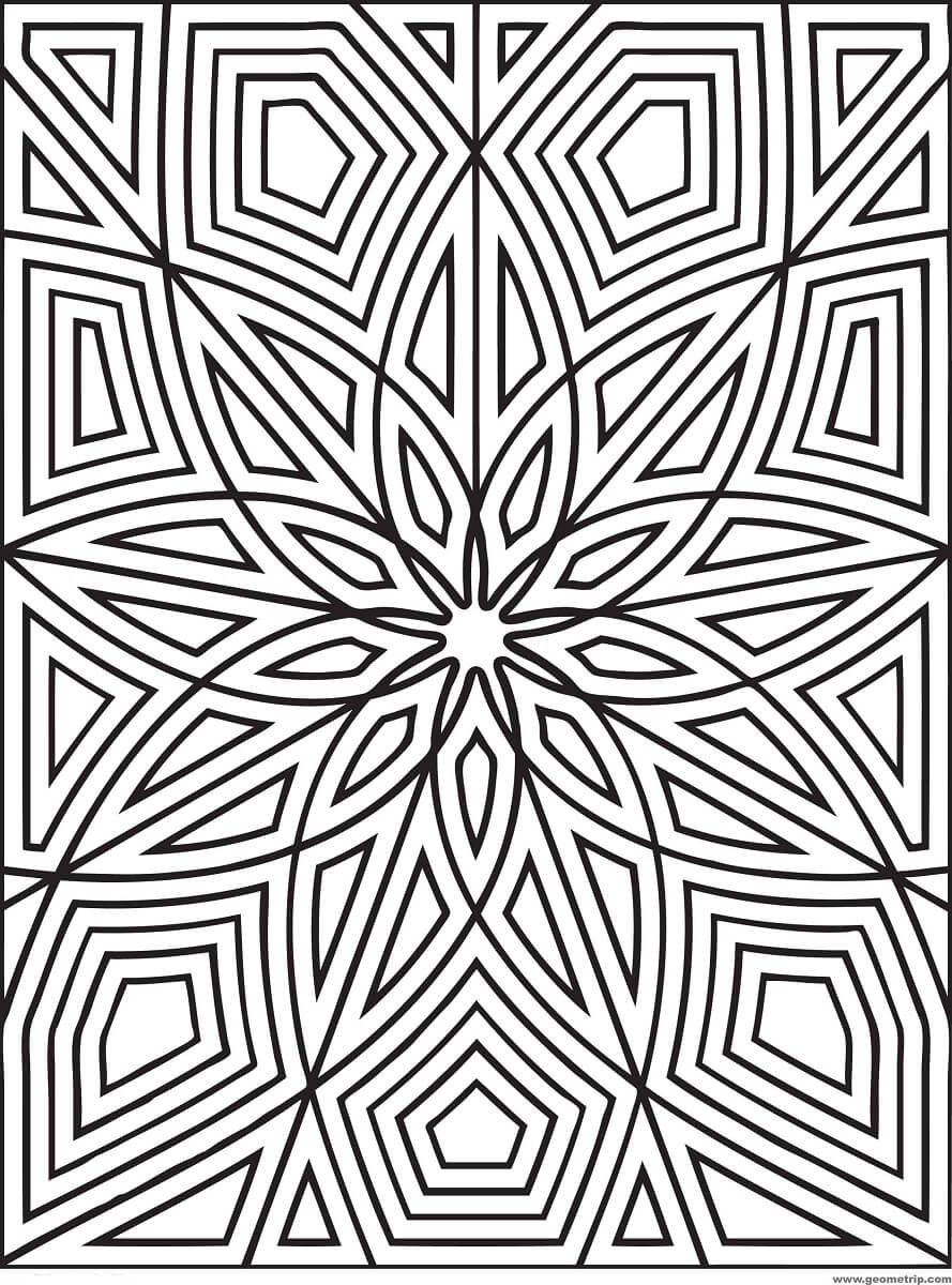 Dibujo de Rectángulo Flor Geométrico para Colorear y Imprimir