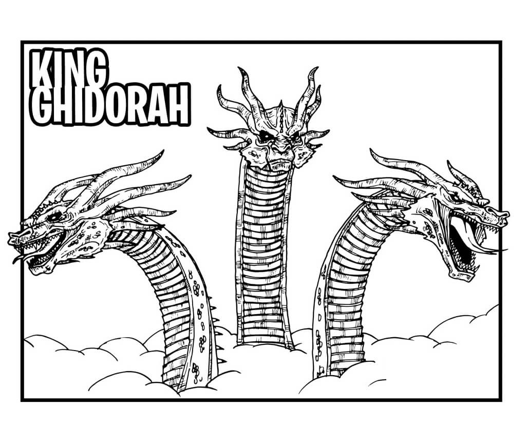 Dibujo de Cara Ghidorah Adulto para Colorear y Imprimir