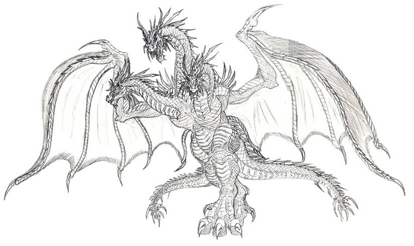 Dibujo de Dibujo Ghidorah para Colorear y Imprimir