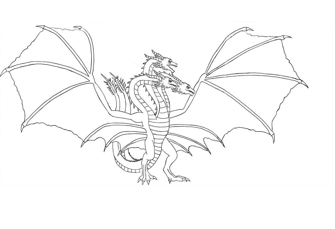 Dibujo de Ghidora Básica para Colorear y Imprimir