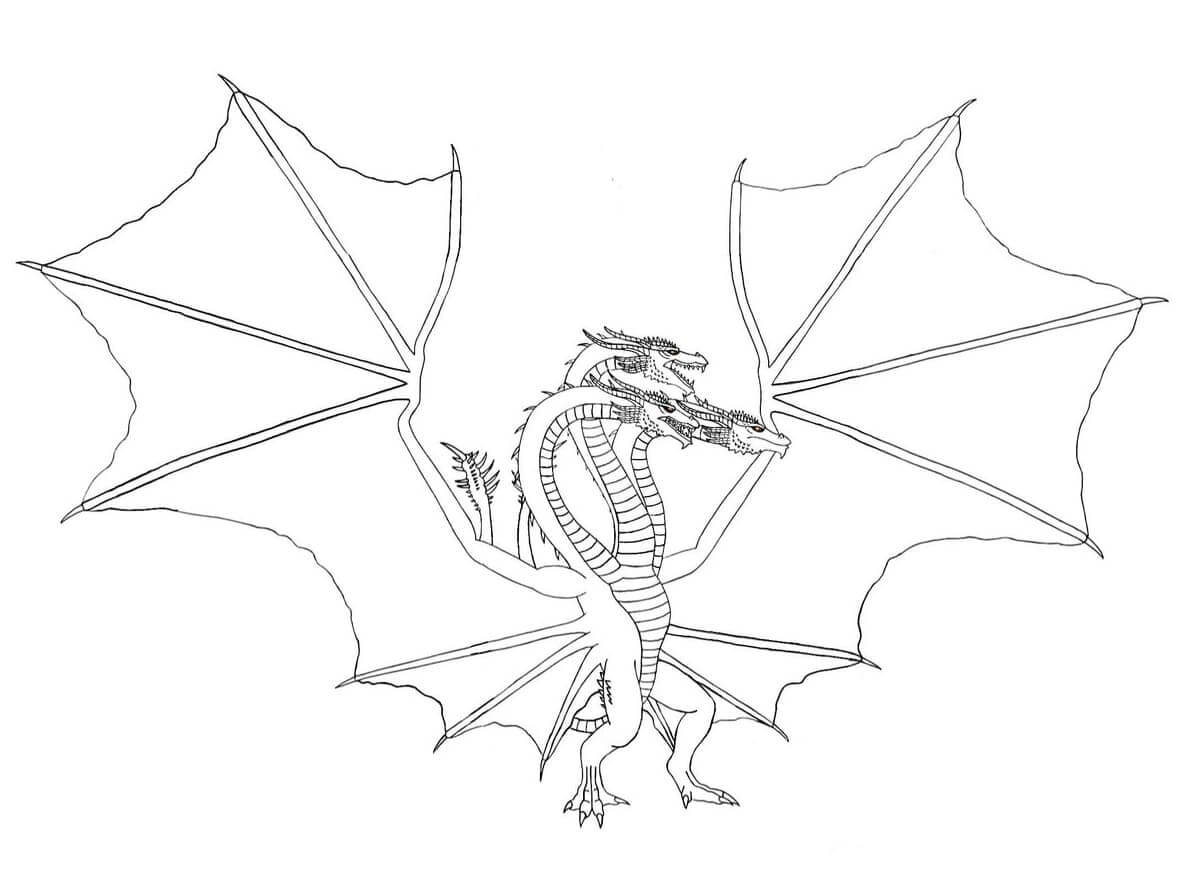 Dibujo de Ghidora Normal para Colorear y Imprimir