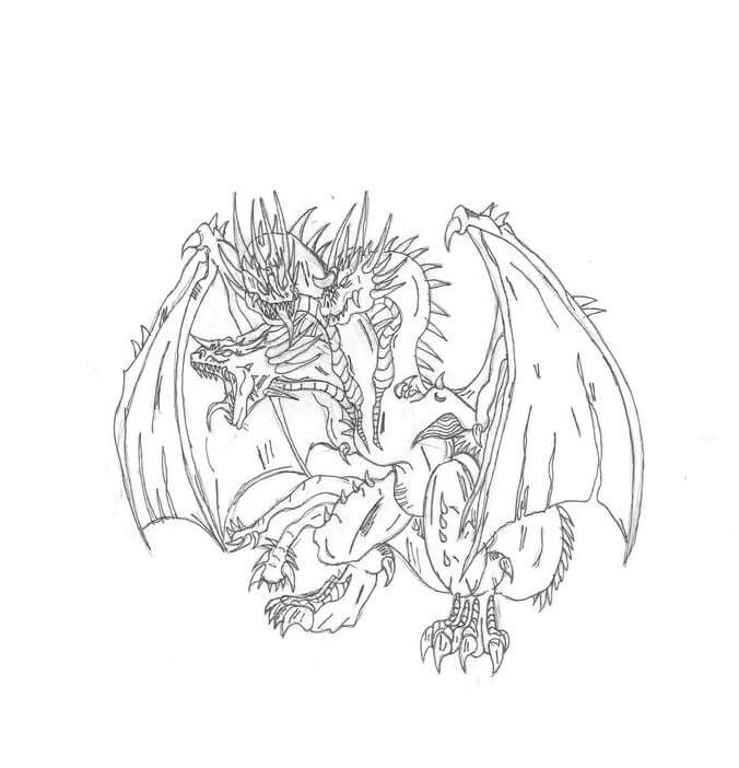 Dibujo de Ghidorah Aterrador para Colorear y Imprimir