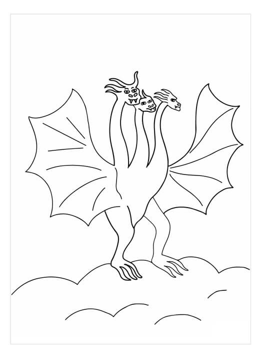 Dibujo de Ghidorah Divertido para Colorear y Imprimir