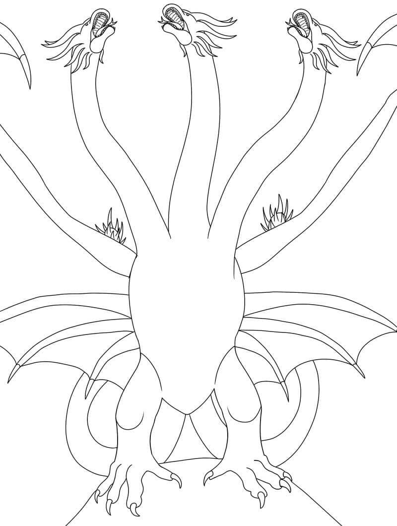 Dibujo de Ghidorah Enojado para Colorear y Imprimir