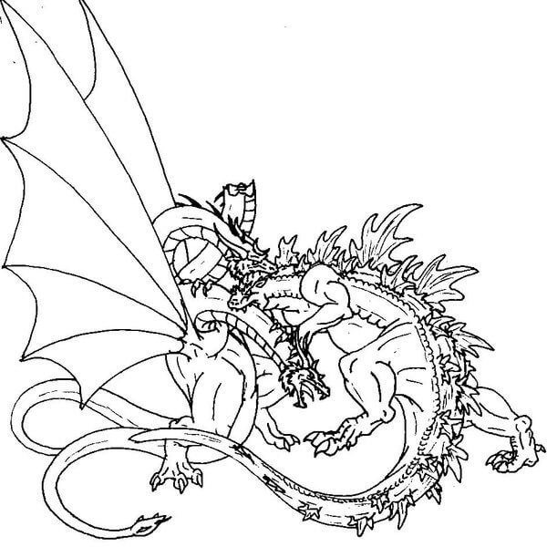 Dibujo de Ghidorah Vs Godzilla para Colorear y Imprimir