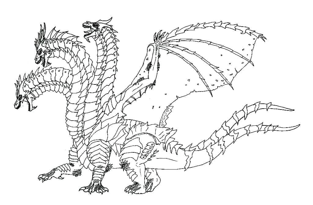 Dibujo de Kaiser Ghidorah para Colorear y Imprimir