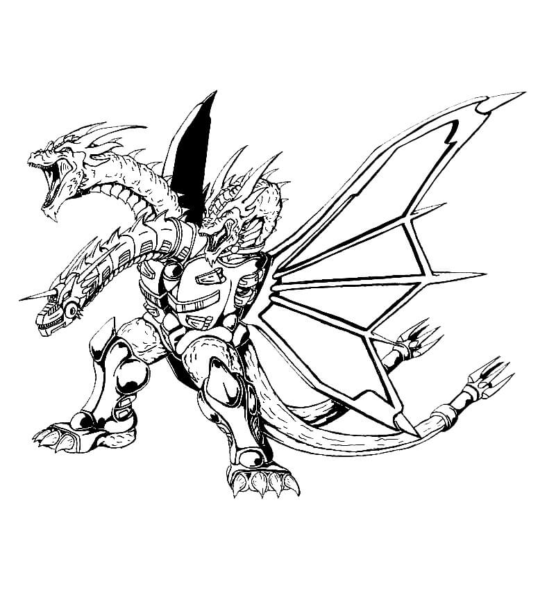 Dibujo de Monstruo Ghidorah para Colorear y Imprimir