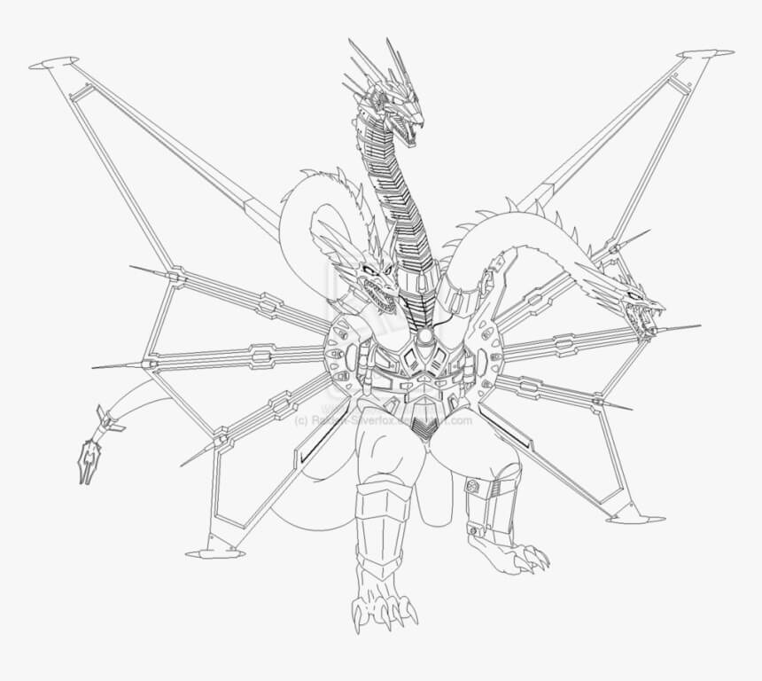Dibujo de Rey Ghidorah para Colorear y Imprimir