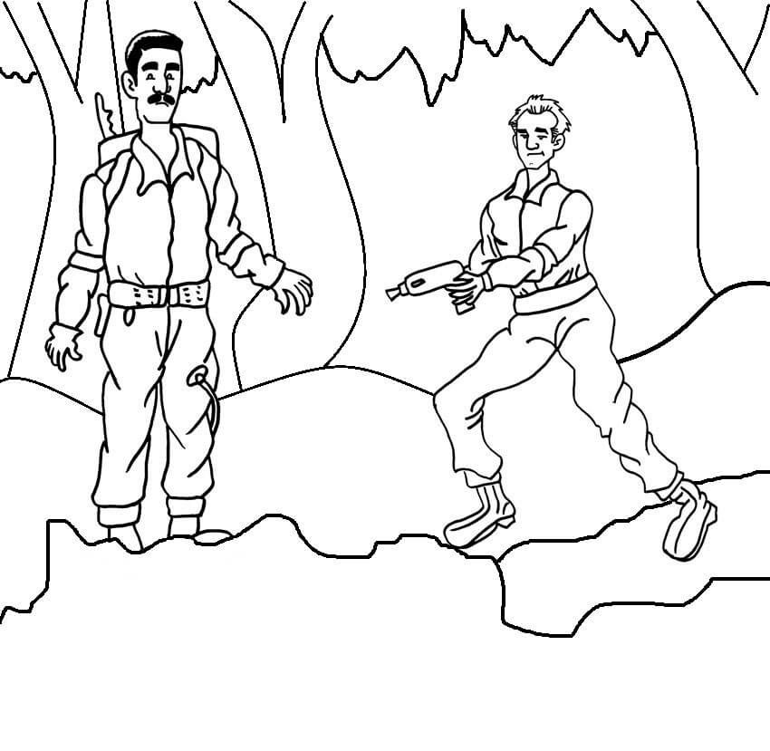 Dibujo de Basíco dos Personajes de Cazafantasmas para Colorear y Imprimir